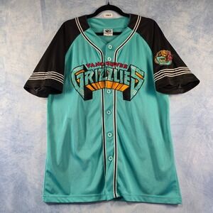 Something Inked Vancouver Grizzlies Baseball Jersey Teal Black Mens XL Mesh NBA